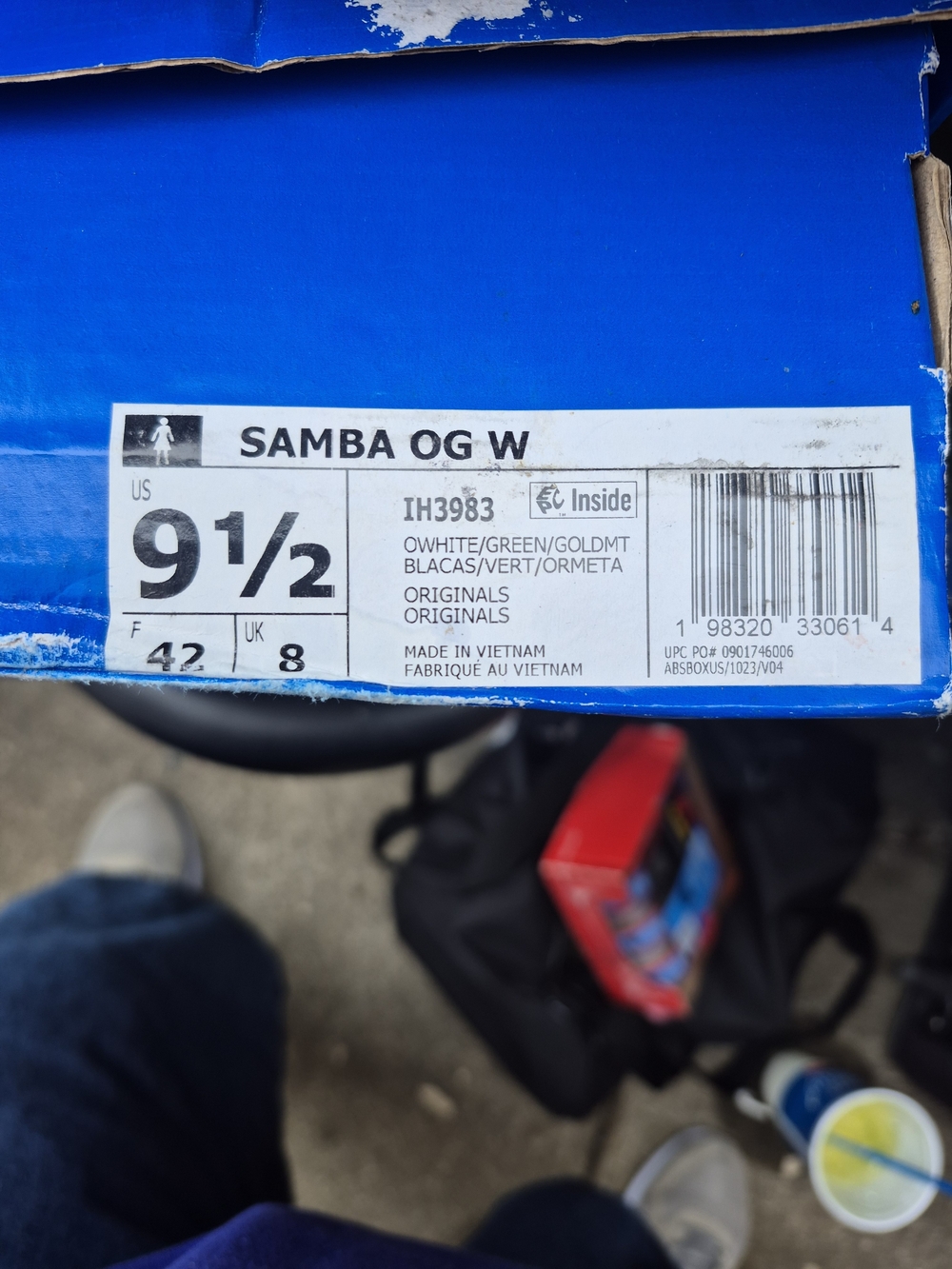 Adidas Samba Men’s Sneakers - White with Green Stripes - Picture 5 of 7